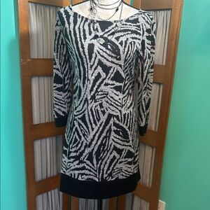 Tiana B. Black and White Bateau Neck Sweater Dress